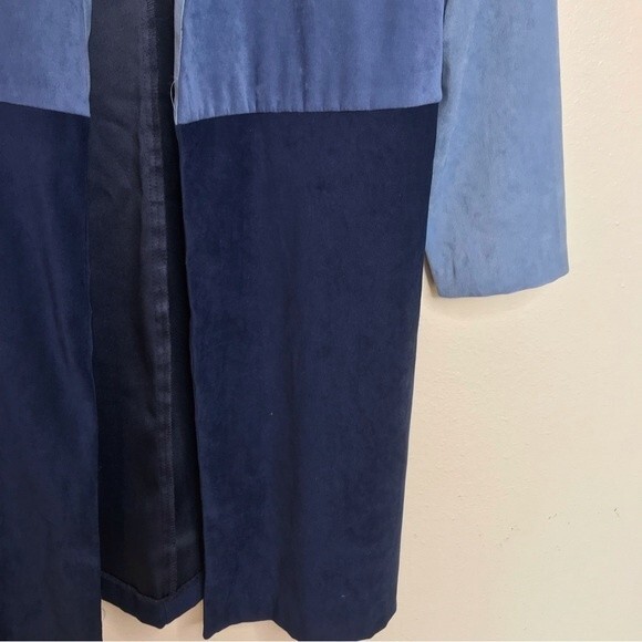 Vintage Pride and Joy Patchwork Faux Suede Duster Blue Jacket Women Size 10 - Picture 4 of 11